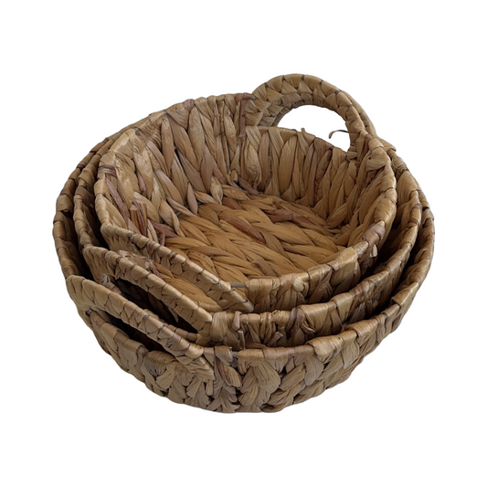 Round Wicker Baskets Set (3 pieces)