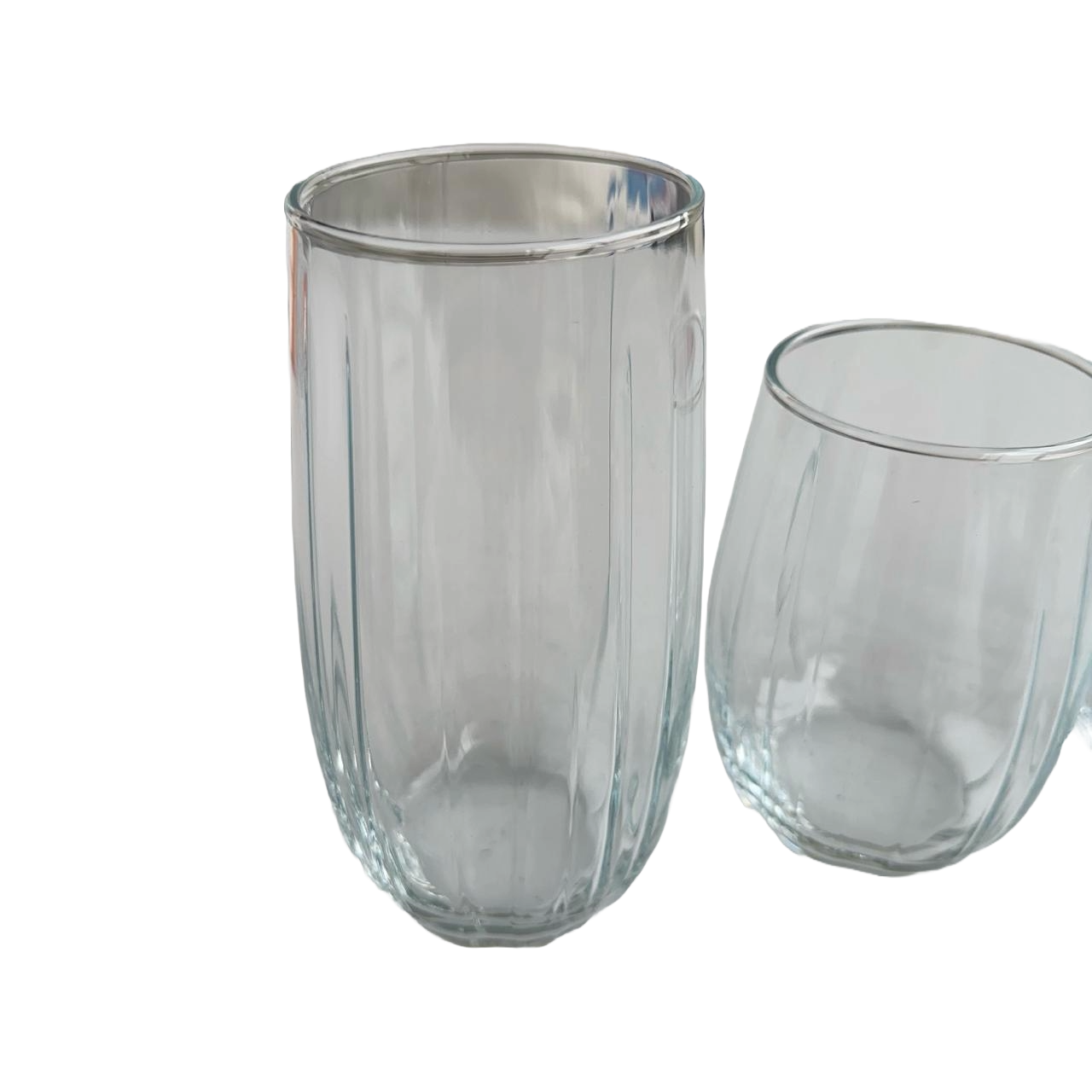 18 Piece Ribbed Glass Cups Set