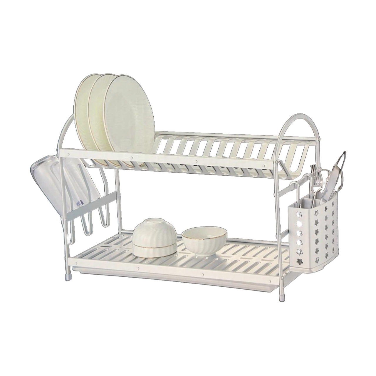 Dish Rack with Cup, Utensil, and Dish Holders