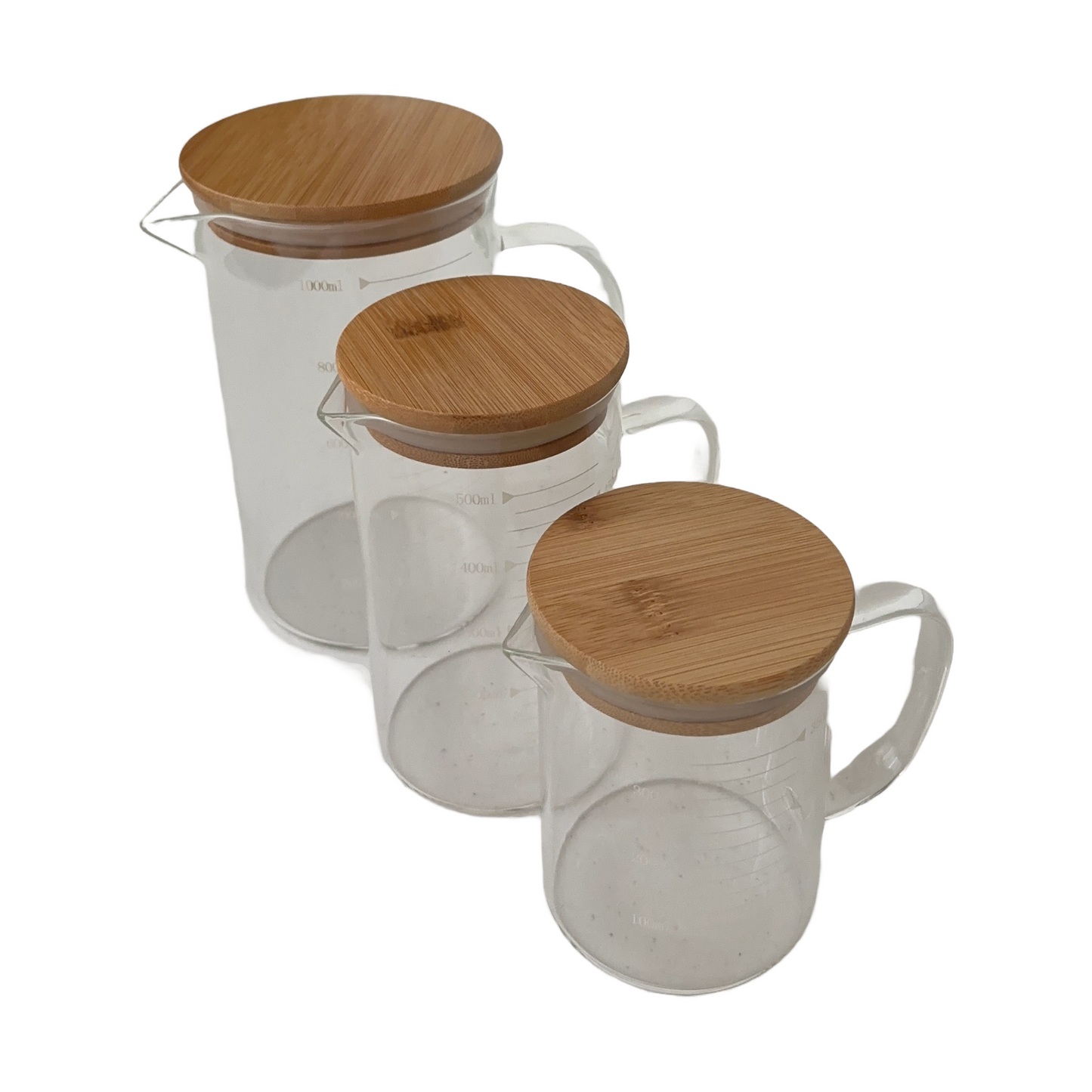 Measuring Cups with Wooden Lids