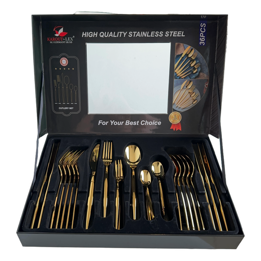 Gold and Silver Stainless Steel Cutlery Set (36 pcs)