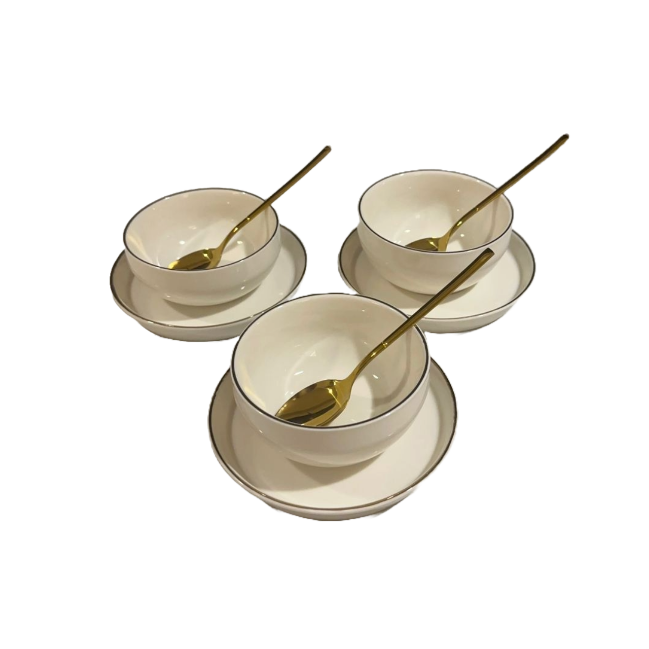 Moghle Bowls with simple gold rim (Set of 12)