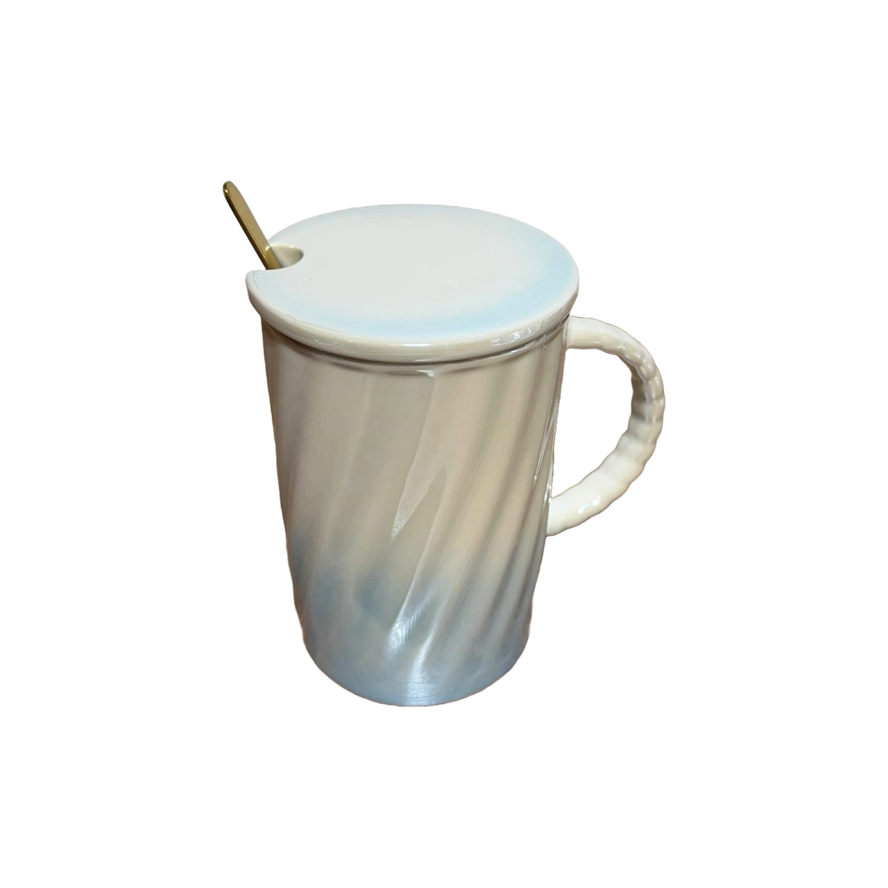 Ombre Ceramic Mug with Glass Straw and Lid