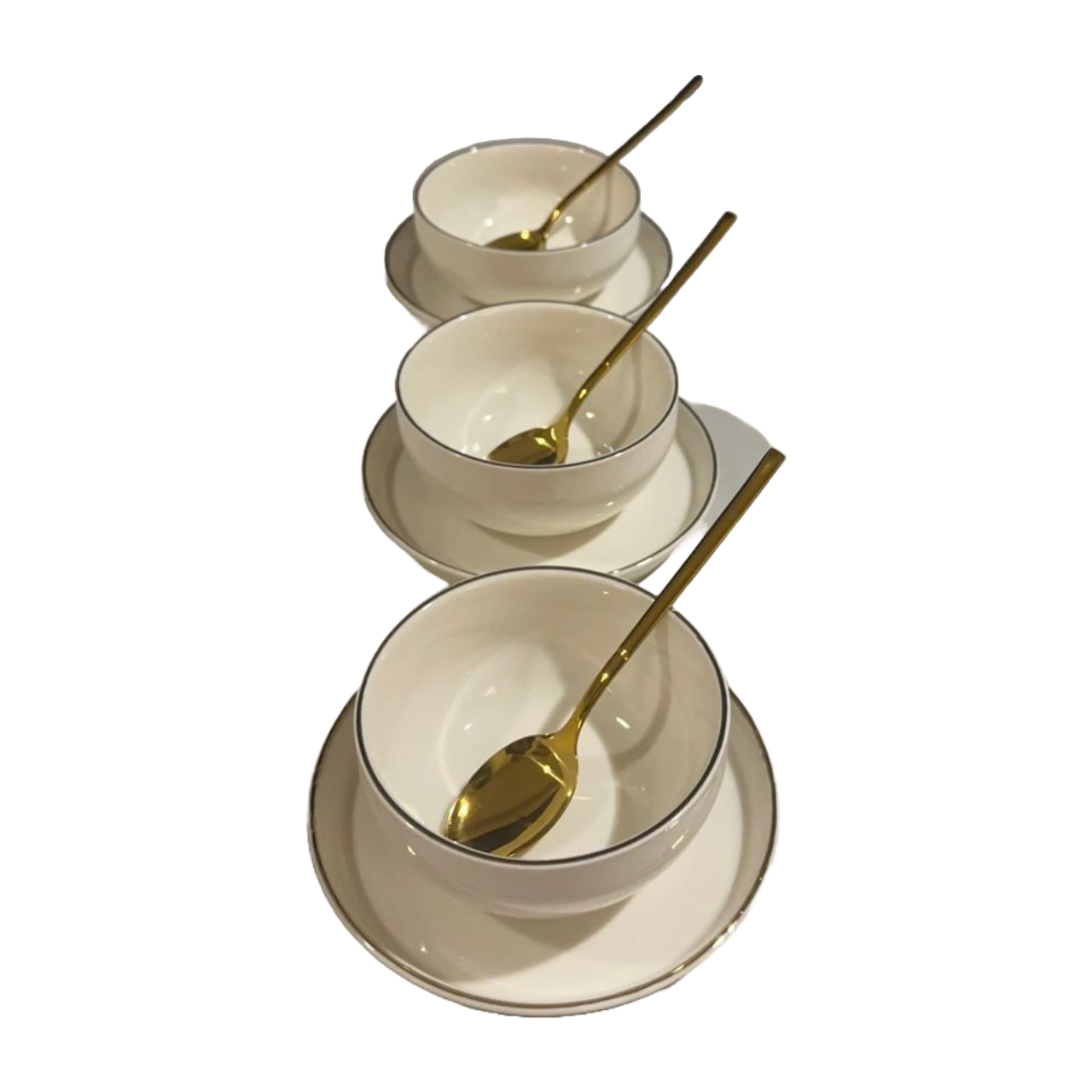 Moghle Bowls with simple gold rim (Set of 12)