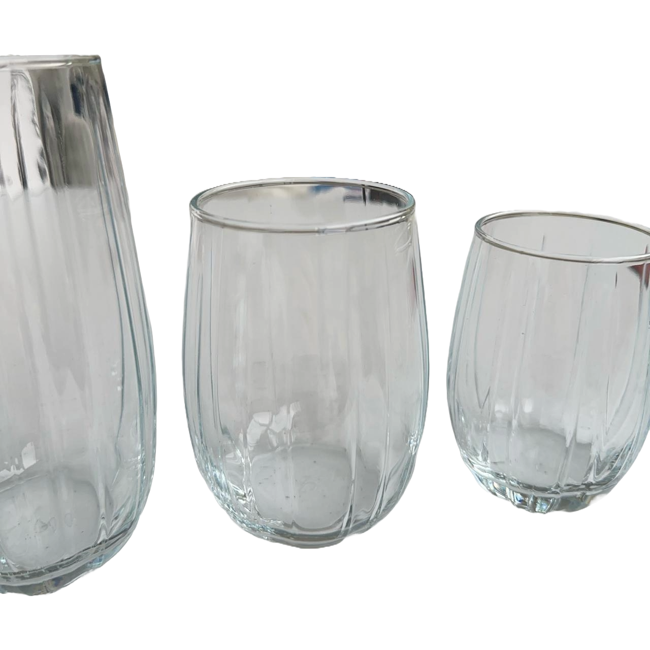 18 Piece Ribbed Glass Cups Set