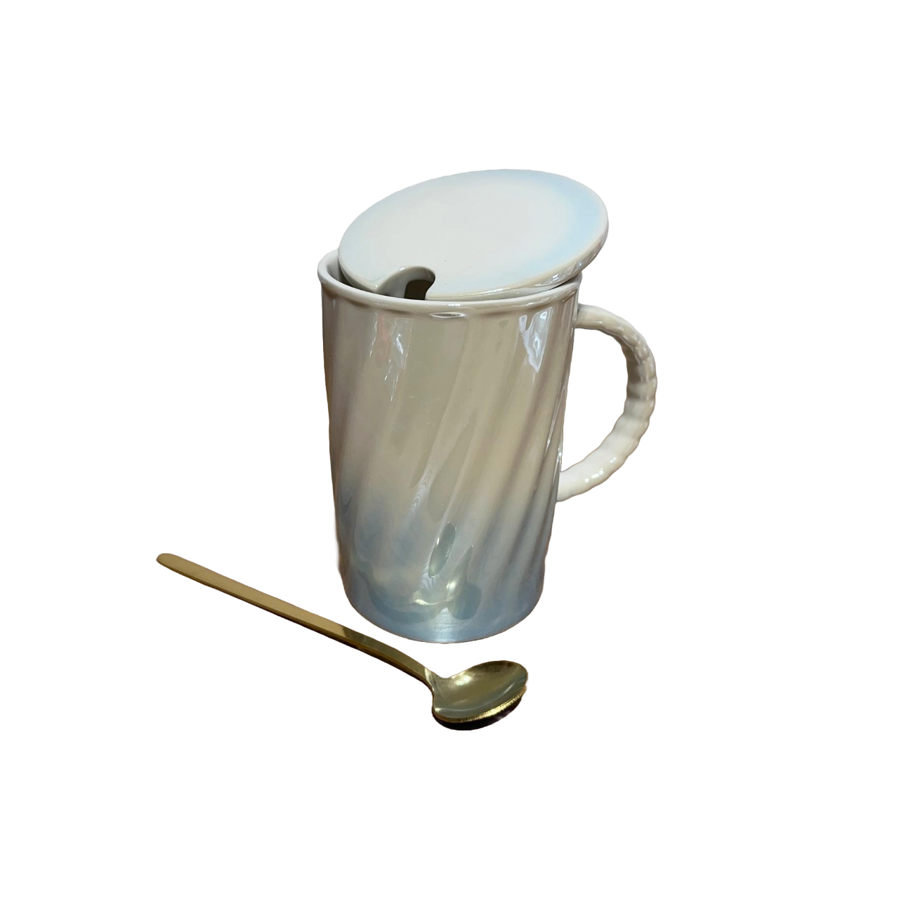 Ombre Ceramic Mug with Glass Straw and Lid