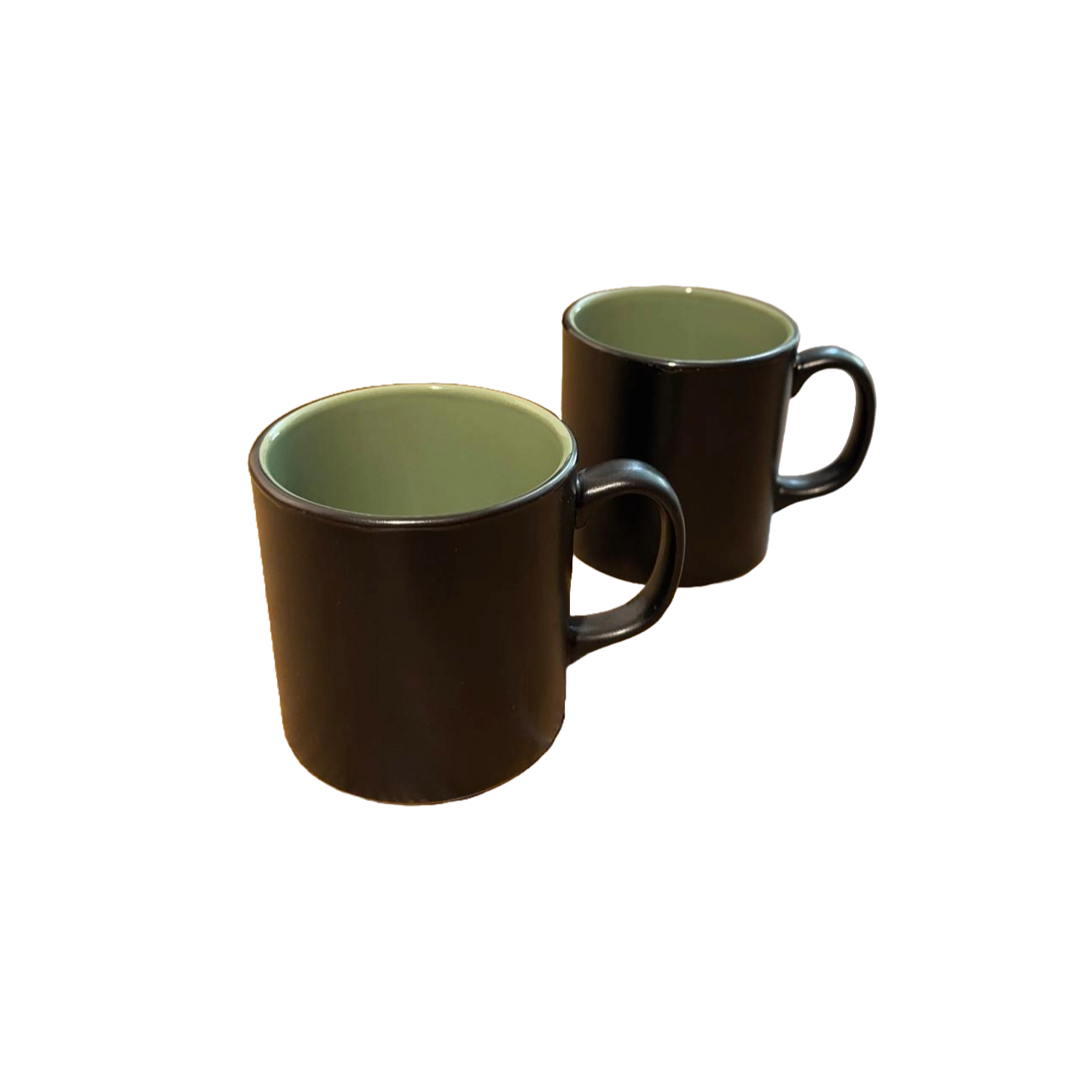 Black Mug with Green Interior (Set of 2)