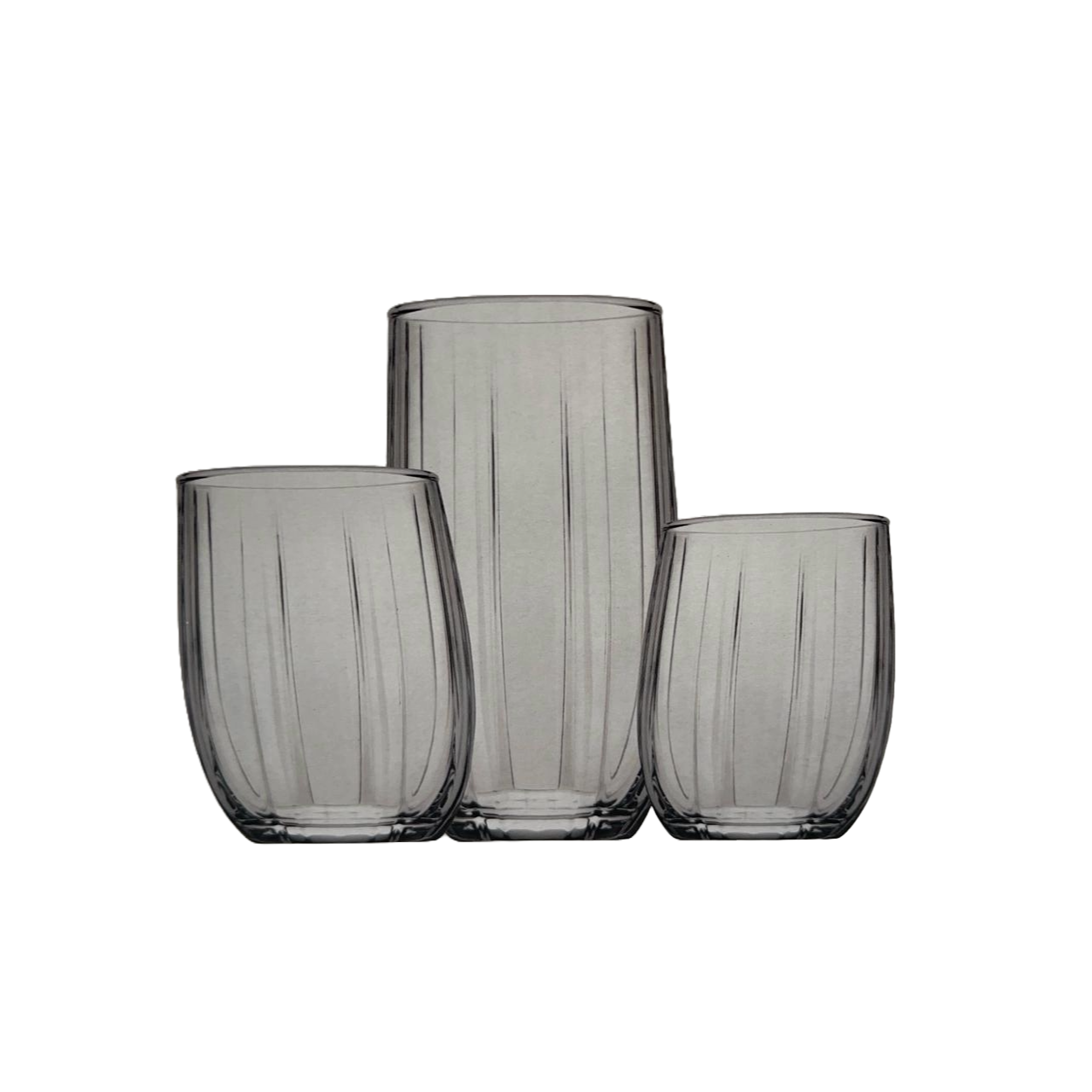 18 Piece Ribbed Glass Cups Set