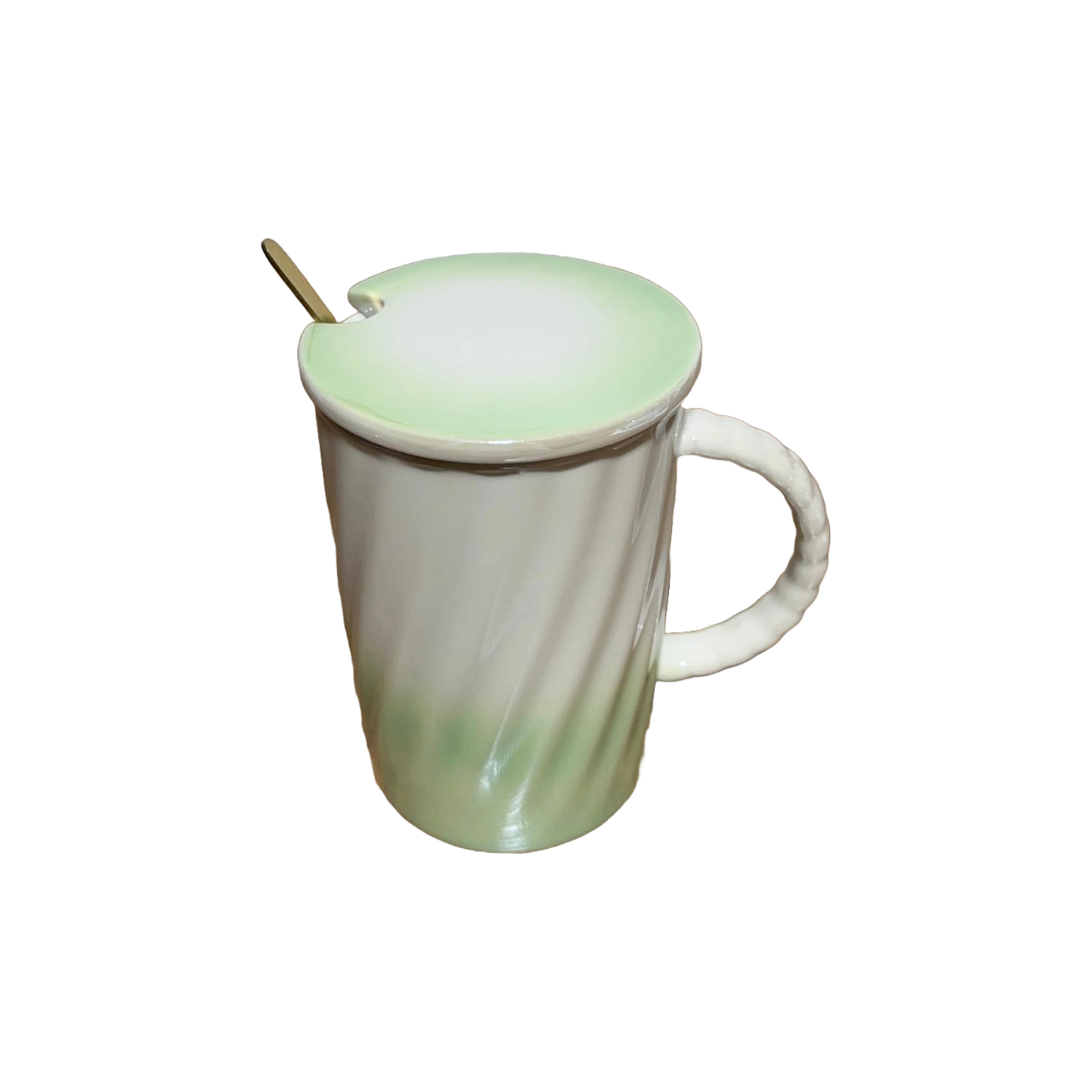 Ombre Ceramic Mug with Glass Straw and Lid