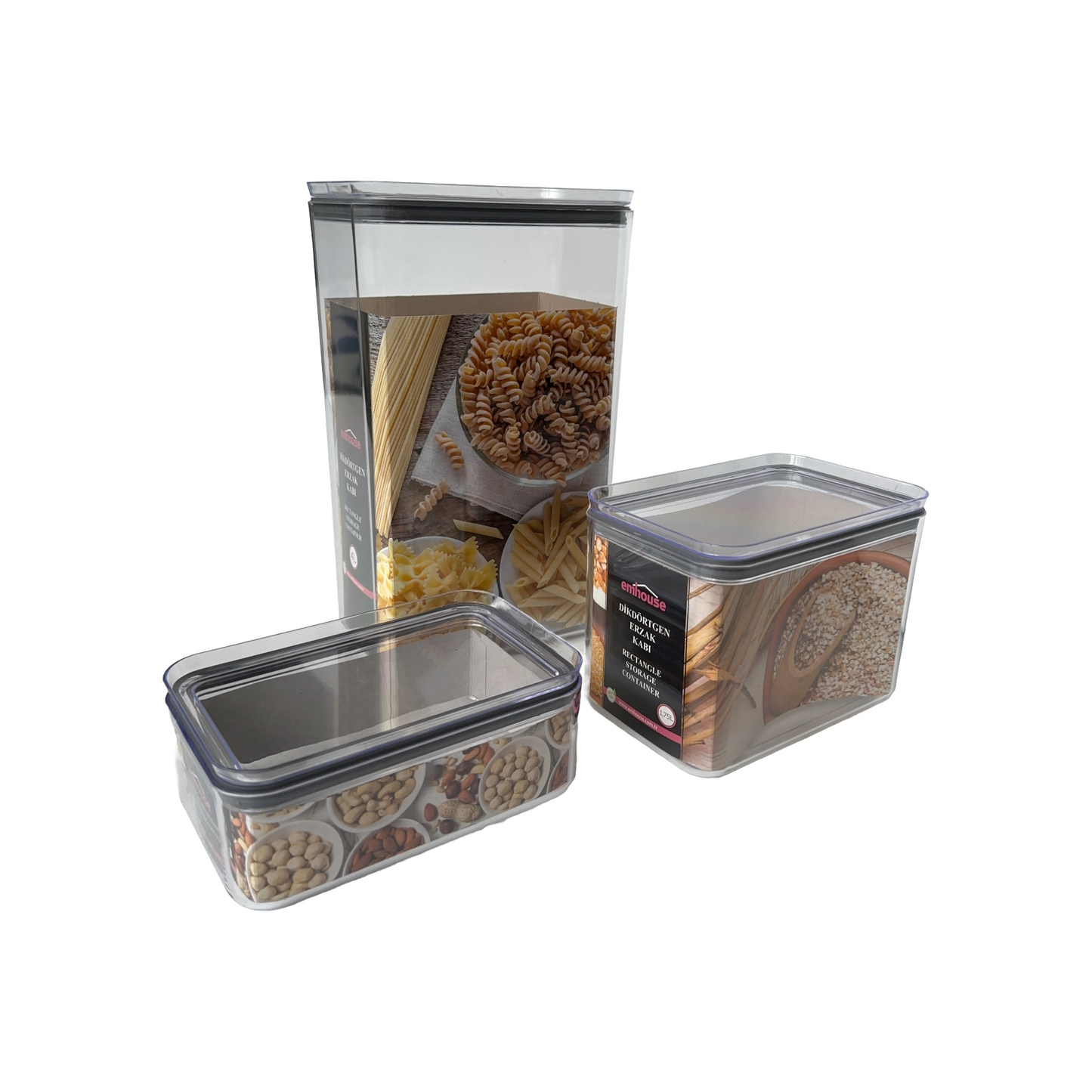 Set of 3 Plexi Rectangle Storage Containers