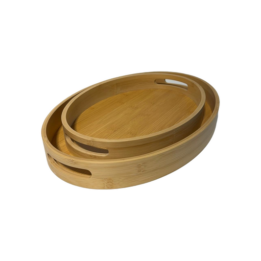 Oval Wooden Trays (Set of 2)