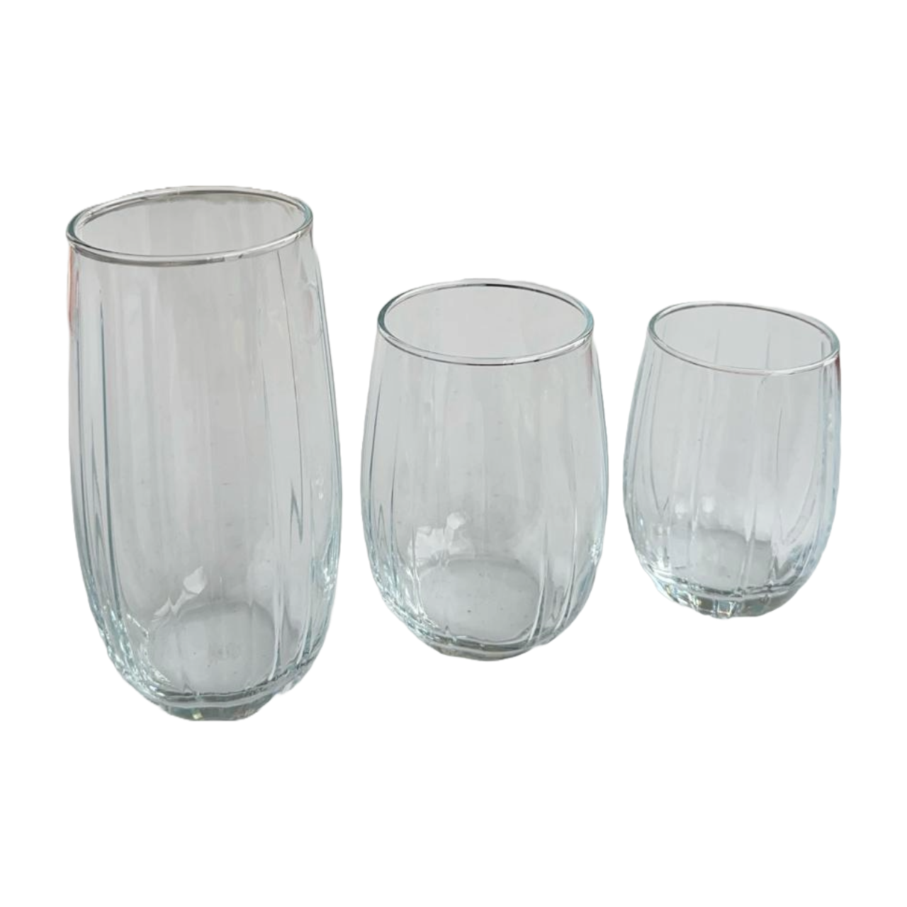 18 Piece Ribbed Glass Cups Set