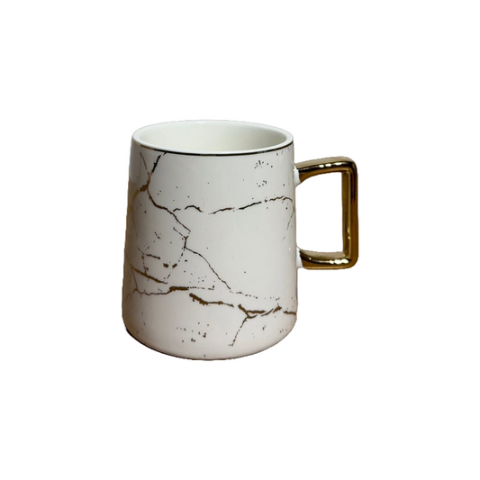 White Ceramic Marble Mug (Set of 6)