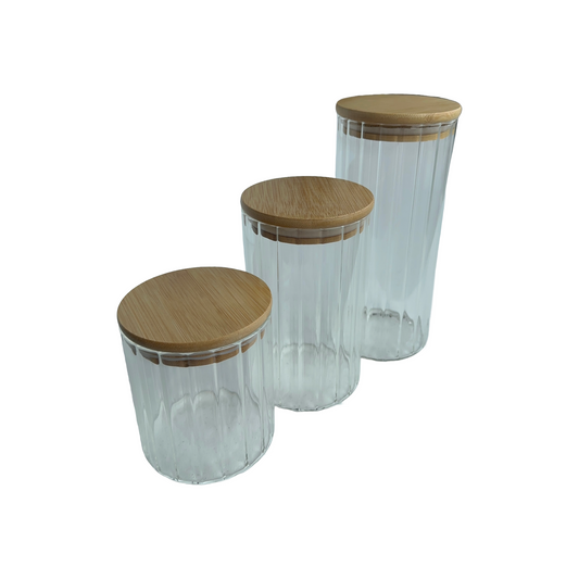 Ribbed Glass Containers (Set of 3)