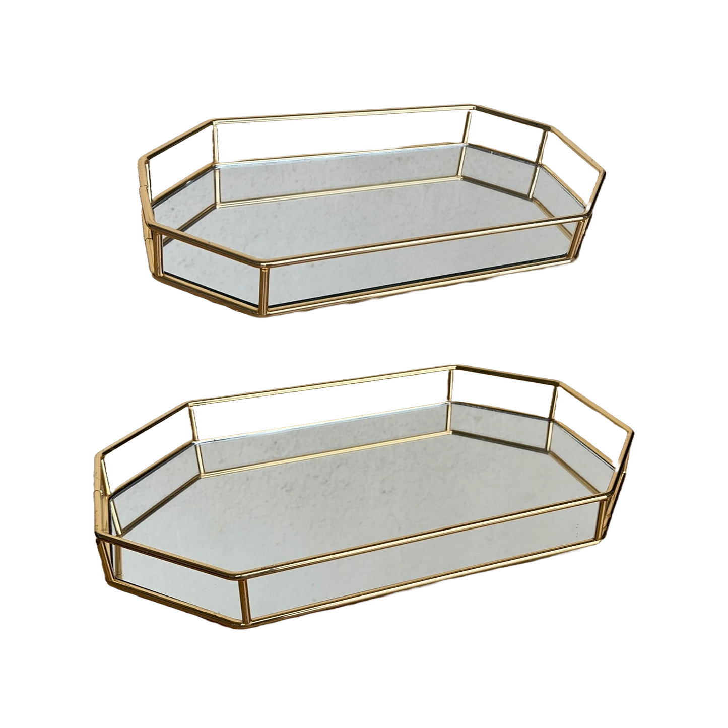 Hexagon Mirror Trays (Set of 2)