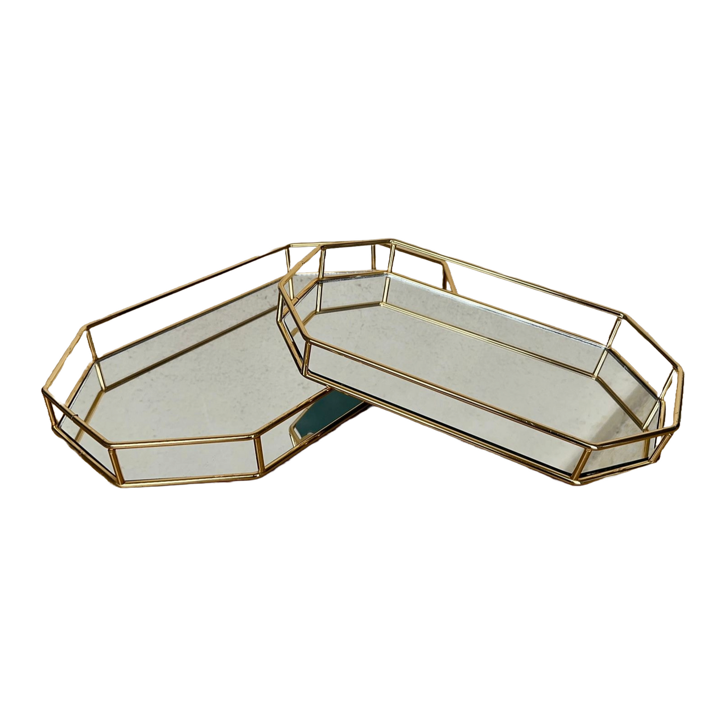 Hexagon Mirror Trays (Set of 2)