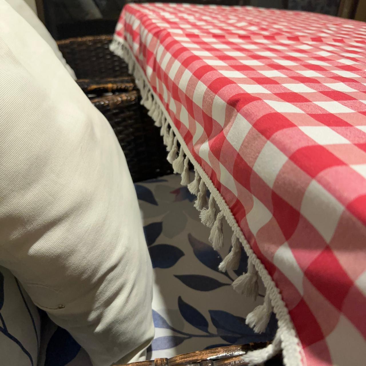 Red Rectangle Checkered Table Cloth