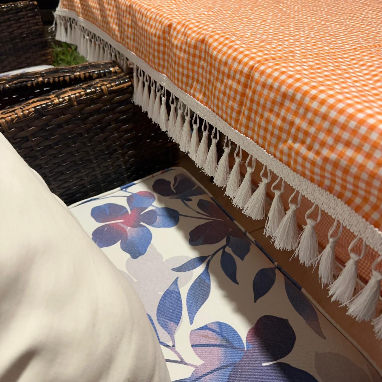 Rectangle Orange Checkered Table Cloth