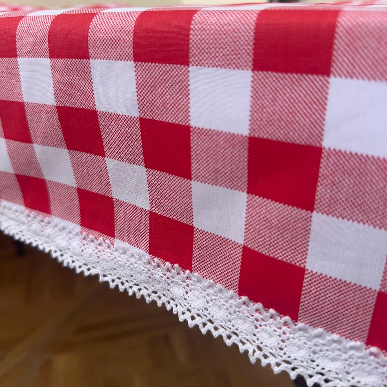 Red Rectangle Checkered Table Cloth